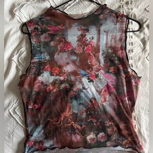 SHEIN Red and Black Graphic Fitted Tank Top